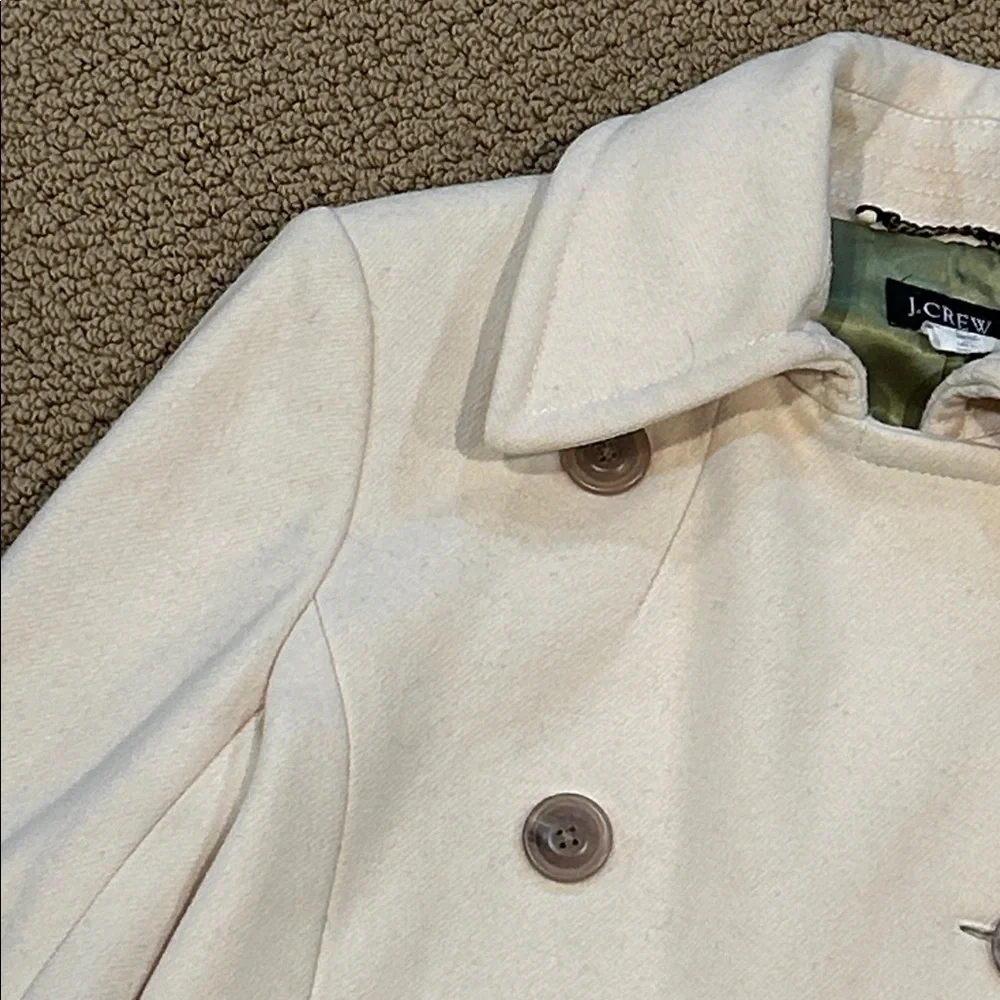 Vintage J. Crew Pea Coat size Small Cream Wool Blend Preppy Classic